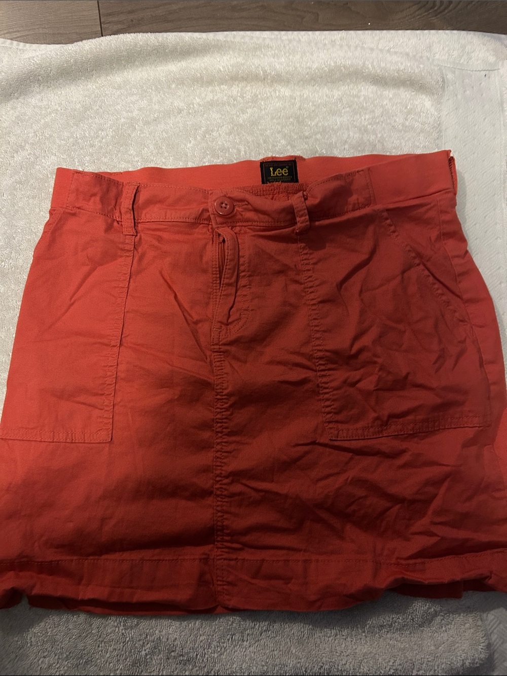Lee Coral-Red Cotton A-Line Skirt